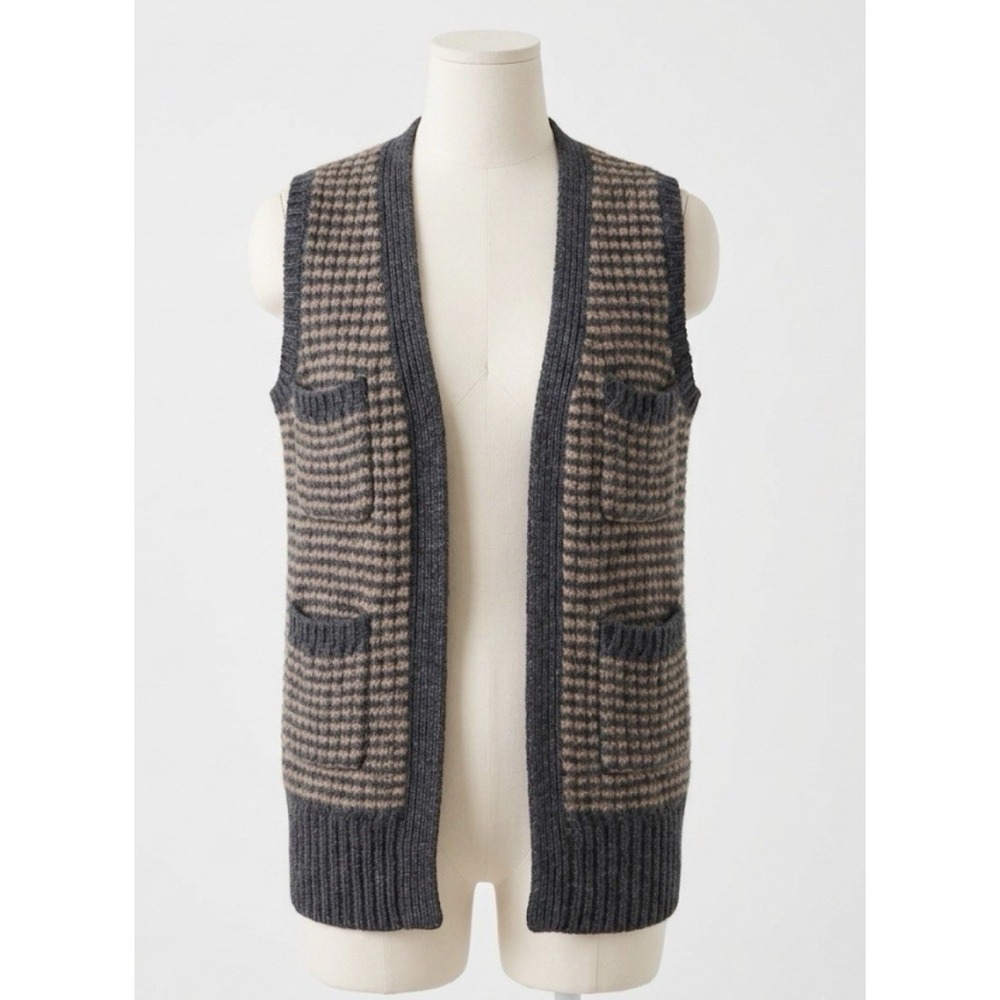 Wallace Wool Blend Open Front Sweater Vest Dark Academia Grandpa Core XS